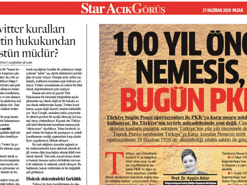 “Türkiyə mediasında ermənilərin “Nemezis” terror aksiyasından bəhs edilib