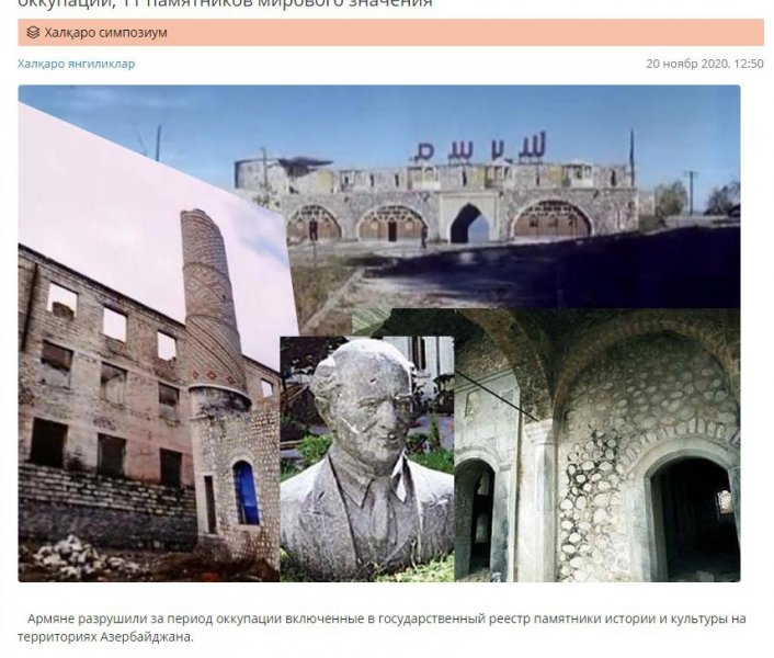 “Özbəkistan portalı tarix və mədəniyyət abidələrimizin dağıdılmasından yazıb