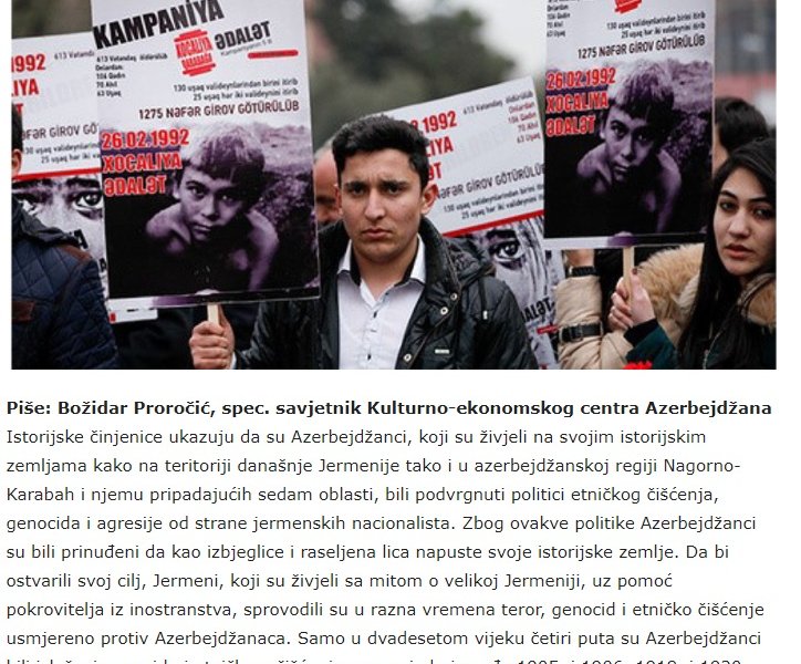 Monteneqro və Bosniya mediasında Xocalı soyqırımı XX əsrin   faciəsi adlandırılıb