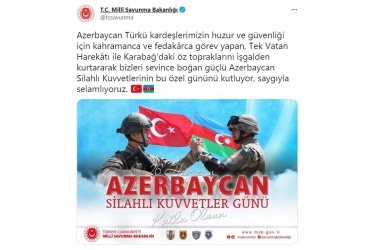 “Türkiyədən Azərbaycana təbrik