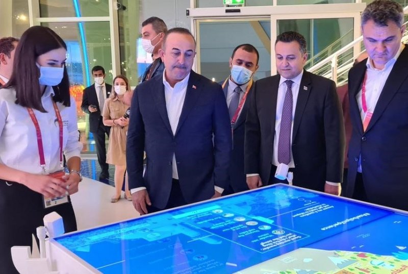 Türkiyənin xarici işlər naziri “Dubay Ekspo-2020”dəki Azərbaycan pavilyonunda olub