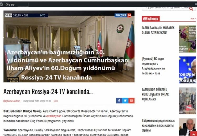 Qırğızıstan portalı Prezident İlham Əliyevin “Rossiya 24” telekanalına müsahibəsini rus və türk dillərində yayımlayıb