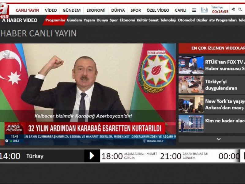 Türkiyənin “A Haber” telekanalı Qarabağın işğaldan qurtuluşu mövzusunda xüsusi reportaj yayıb -