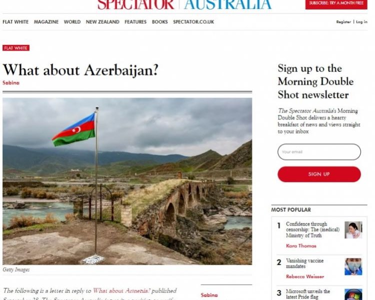 “Avstraliya saytı Ermənistanın Azərbaycana qarşı ərazi iddiaları barədə geniş məqalə yayıb