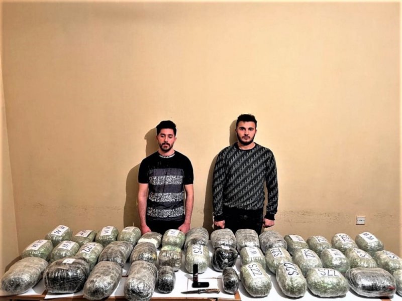 İrandan Azərbaycana 41 kq narkotik keçirmək istəyən 2 nəfər tutulub