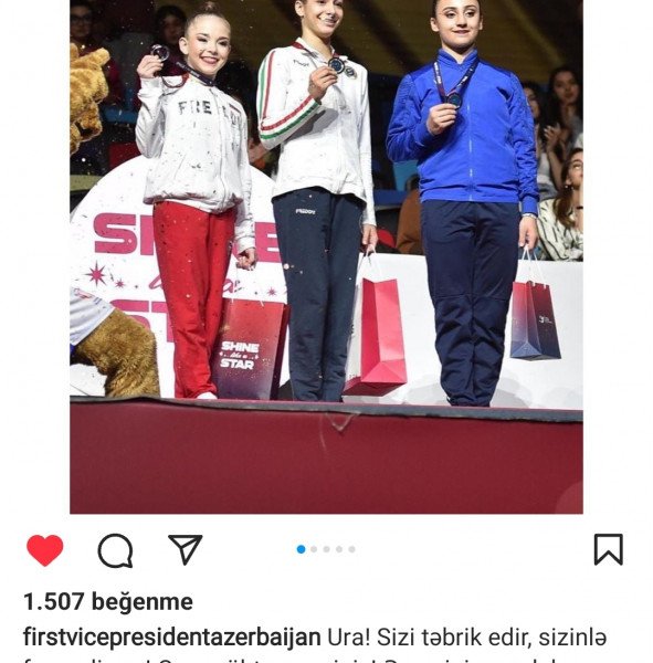 “Mehriban Əliyeva Avropa çempionatının qalibi olan gimnastlarımızı təbrik edib