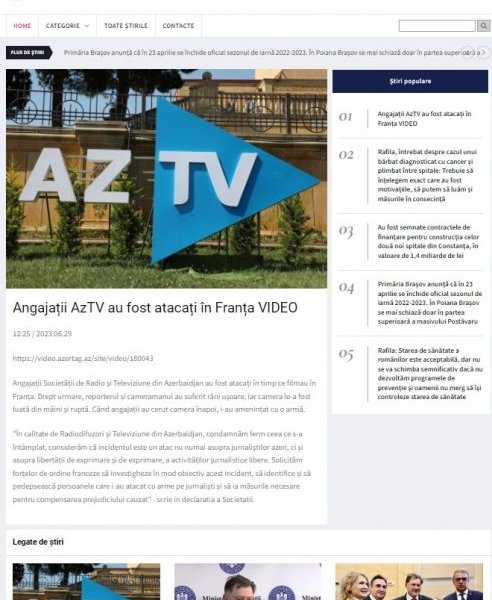 Teodora Marin: Fransada AzTV-nin əməkdaşlarının hücuma məruz qalması qəbuledilməzdir