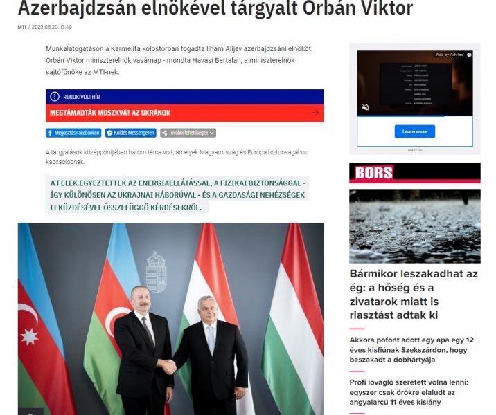 “Prezident İlham Əliyevin Budapeştə səfəri Macarıstan KİV-lərində geniş işıqlandırılıb