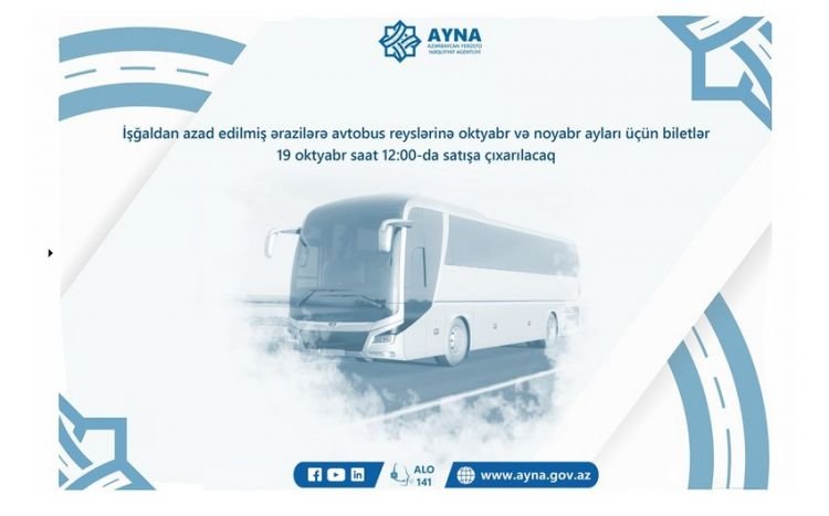“Qarabağa avtobus reyslərinə oktyabr-noyabr ayları üçün biletlər satışa çıxarılır