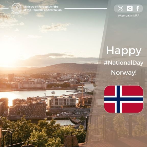 Azərbaycan XİN Norveçi Konstitusiya Günü münasibətilə təbrik edib
