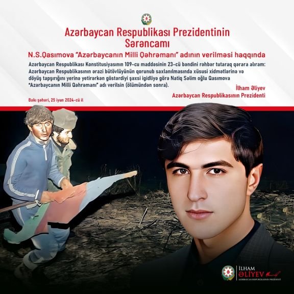 Prezident İlham Əliyev Milli Qəhrəman Natiq Qasımovla bağlı paylaşım edib