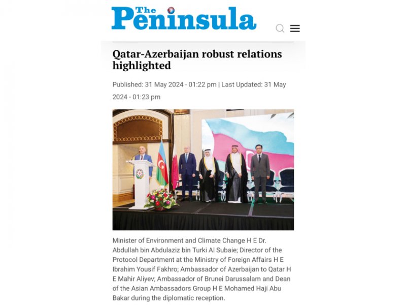 “The Peninsula” qəzeti Qətər-Azərbaycan əlaqələrindən yazıb