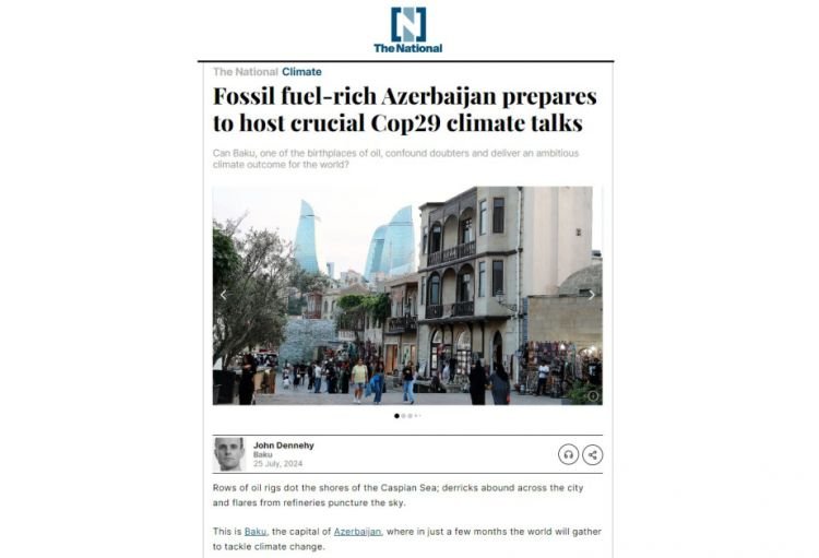 “The National News” portalı Azərbaycanın COP29-a ev sahibliyi etmək üçün hazırlığından yazıb