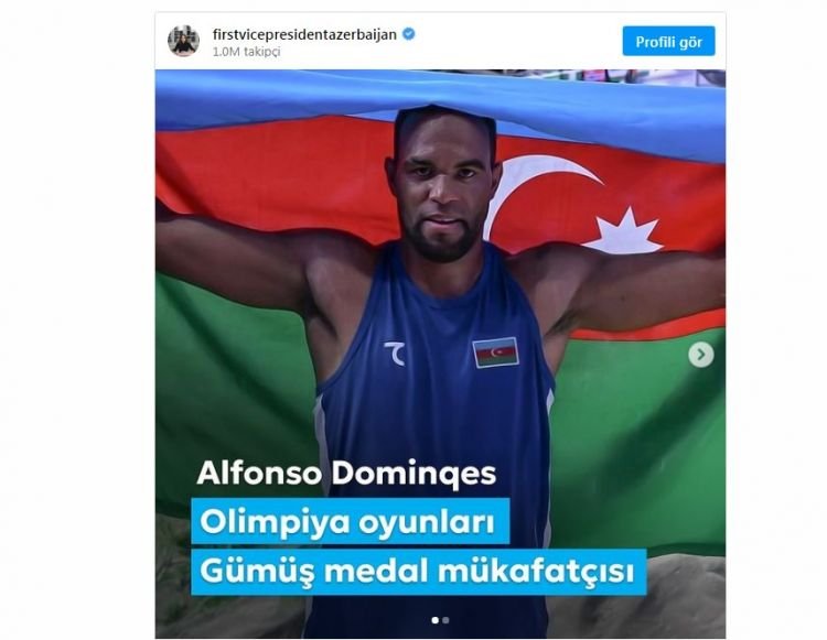 Mehriban Əliyeva Olimpiya Oyunlarının gümüş medal mükafatçısını təbrik edib