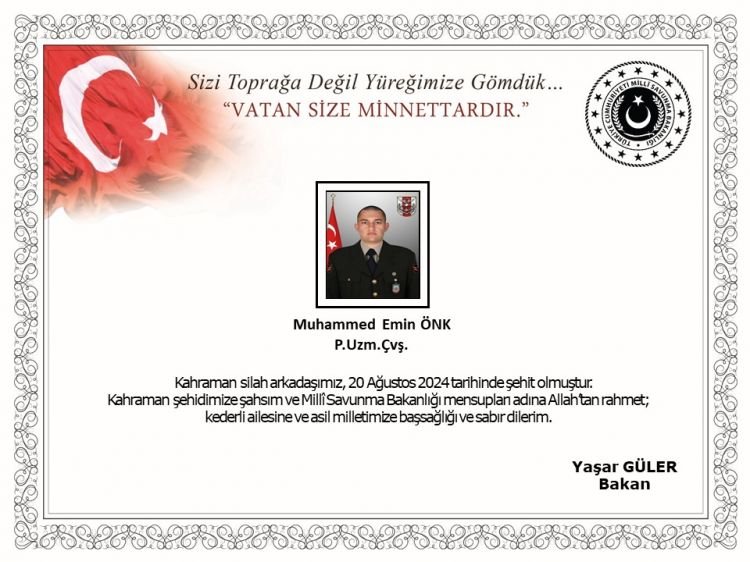 Türkiyə Ordusu şəhid verib