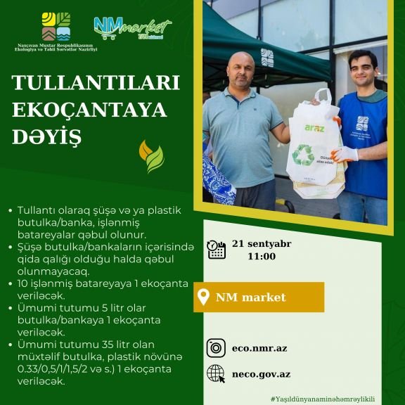 “Tullantını dəyərə, ekoçantanı vərdişə çevir” devizi altında Naxçıvanda ilk dəfə 
