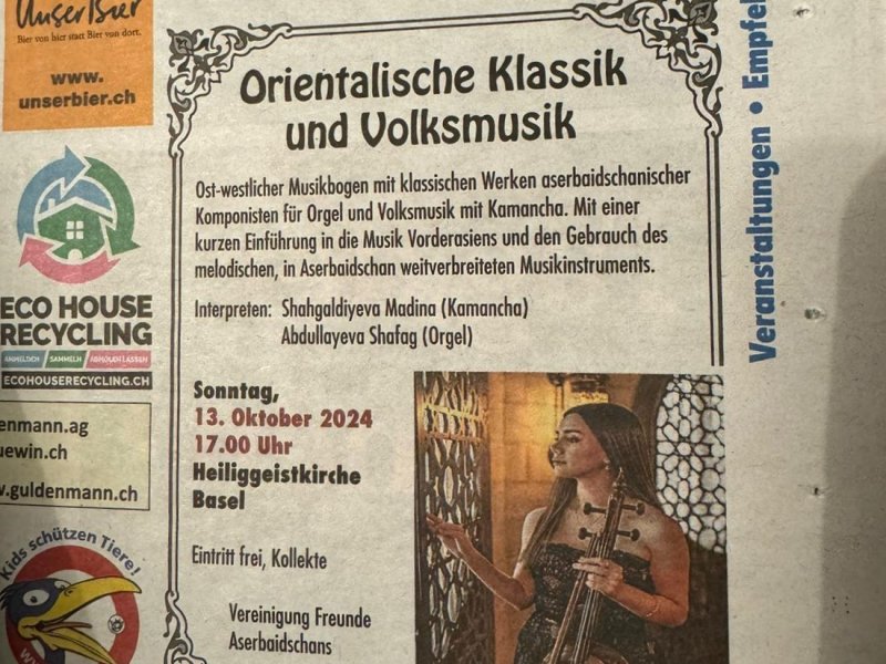 İsveçrədə azərbaycanlı sənətçilərin konserti keçiriləcək