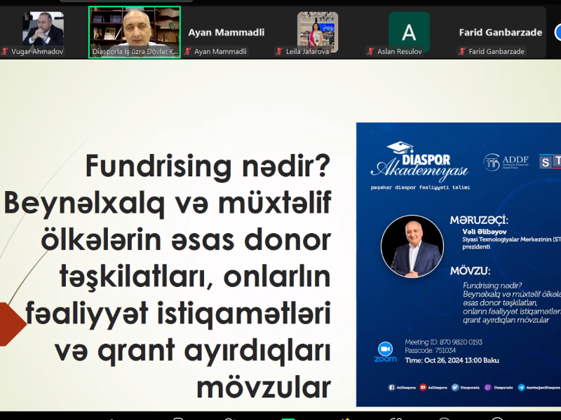 “Diaspor Akademiyası- 2” layihəsi çərçivəsində növbəti təlim keçirilib