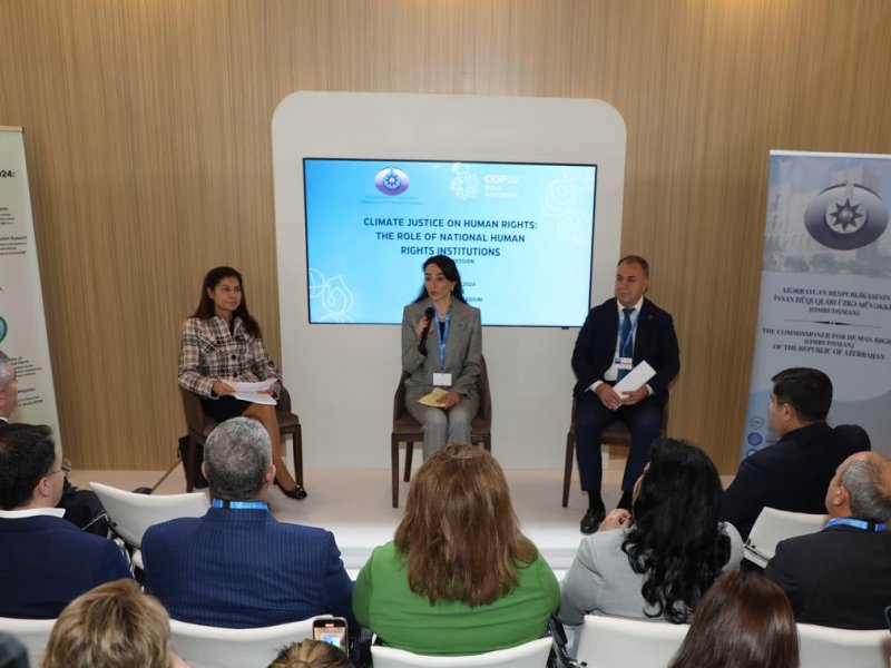 COP29 çərçivəsində “İnsan hüquqlarına əsaslanan iqlim ədaləti: Milli insan hüquqları institutlarının rolu” mövzusunda interaktiv müzakirə təşkil olunub