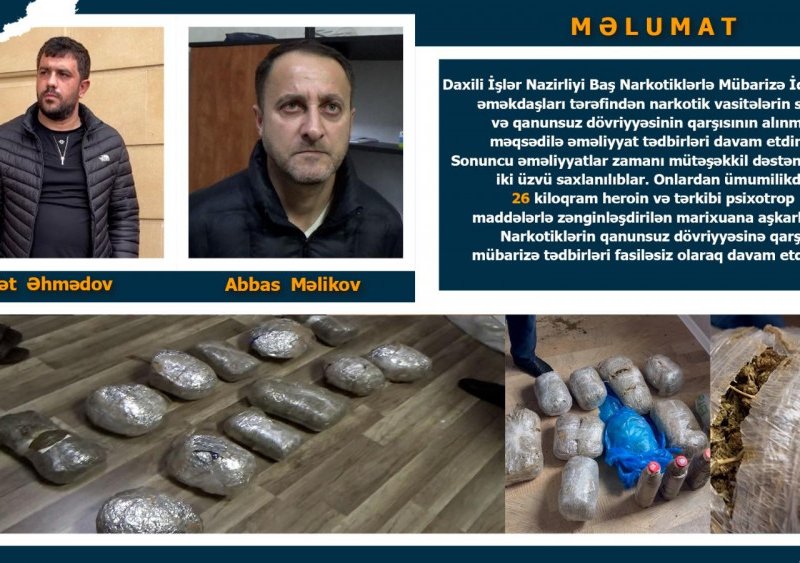 İrandan Azərbaycana gətirilən narkotiki satmaqda şübhəli bilinən şəxslər tutulub