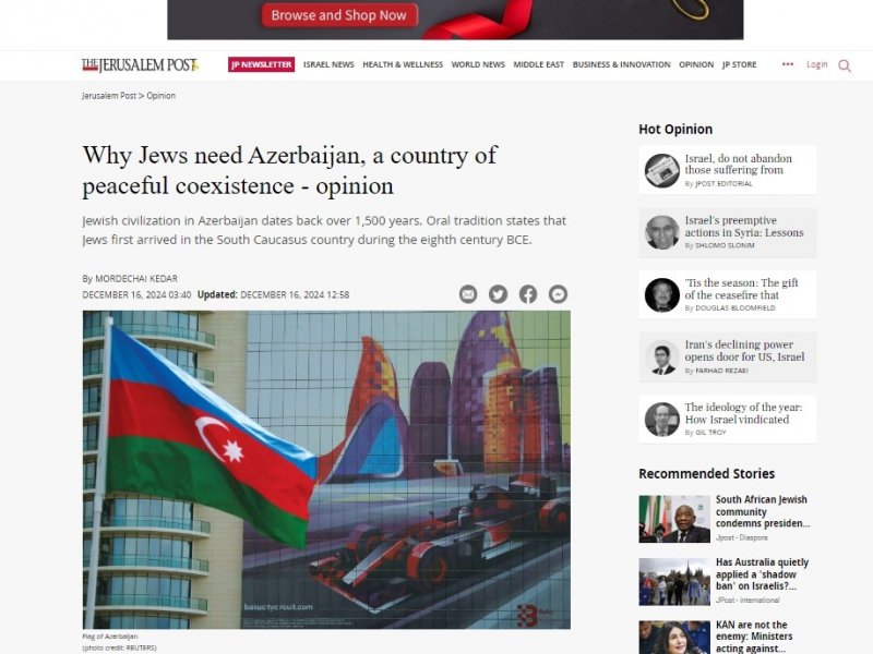 “The Jerusalem Post”: Yəhudilərin Azərbaycan kimi dosta hər zaman ehtiyacı olacaq