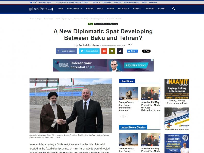 “Jewish Press” Ərdəbil imamının təxribatçı çıxışından yazıb