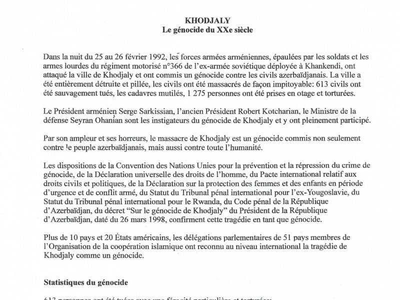 Azərbaycan diaspor təşkilatları Kanada parlamentinin üzvlərinə Xocalı soyqırımı ilə bağlı məktub ünvanlayıblar