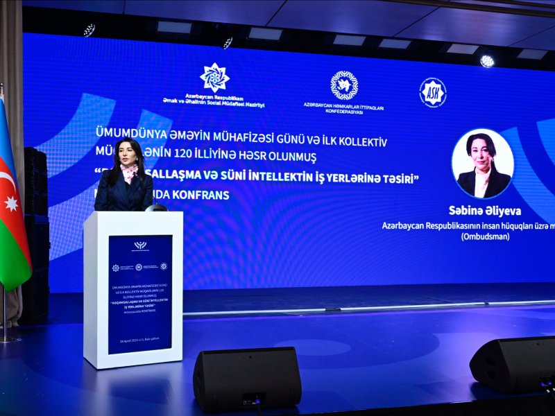 Ombudsman “Rəqəmsallaşma və süni intellektin iş yerlərinə təsiri” mövzusunda keçirilən konfransda iştirak edib