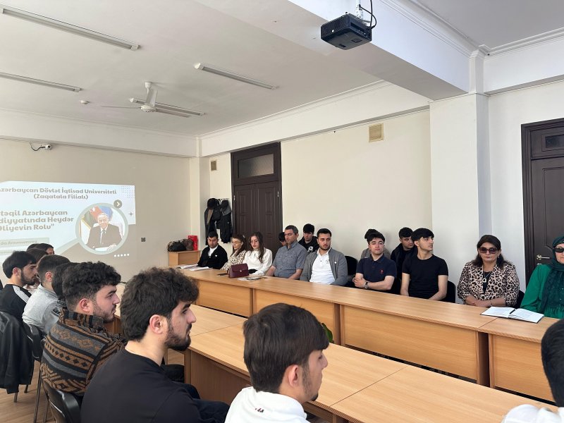 UNEC ZAQATALA FİLİALINDA “MÜSTƏQİL AZƏRBAYCAN İQTİSADİYYATINDA HEYDƏR ƏLİYEVİN ROLU” ESSE MÜSABİQƏSİNİN QALİBLƏRİ TƏLTİF OLUNUBLAR-FOTOLAR.