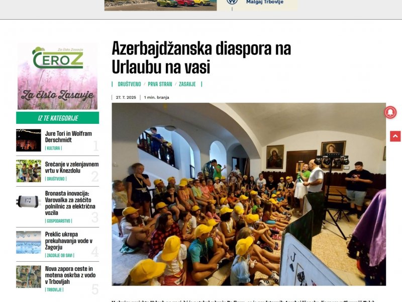 Sloveniya mətbuatında Azərbaycan diasporunun tədbiri işıqlandırılıb