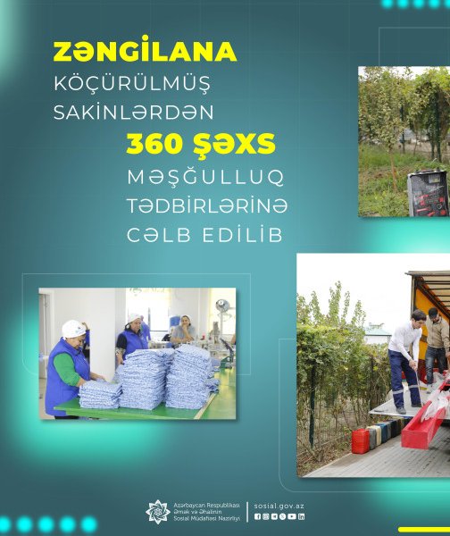 Zəngilana köçürülmüş sakinlərdən 360 şəxs məşğulluq tədbirlərinə cəlb edilib