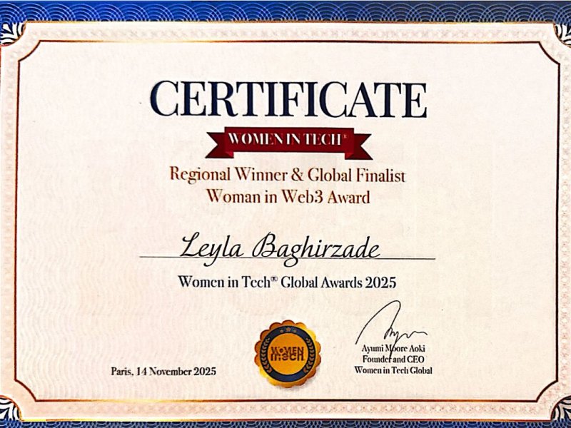 Soydaşımız “8th WOMEN IN TECH® Global Awards” üzrə Regional Qalib elan olunub