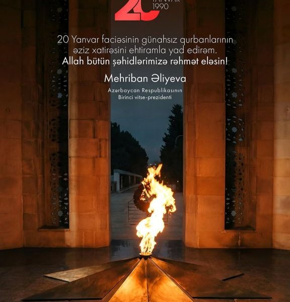 Mehriban Əliyeva 20 Yanvar faciəsinin ildönümü ilə bağlı paylaşım edib