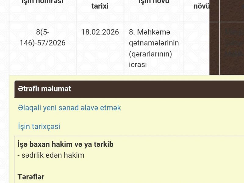 Mingəçevir şəhər İcra və Probasiya şöbəsinin rəisi Eynur Babayev məhkəməyə verildi