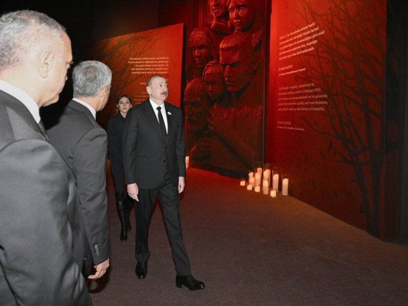 Prezident İlham Əliyev Xocalı Soyqırımı Memorialının açılışında iştirak edib