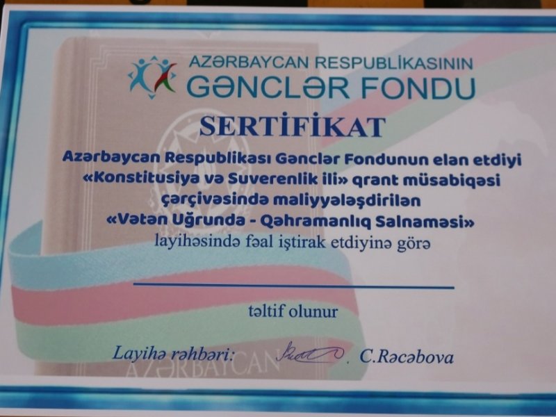 “Vətən uğrunda – Qəhramanlıq salnaməsi” layihəsi uğurla icra olundu.
