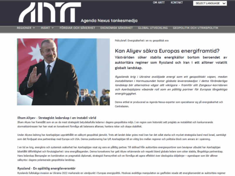 İsveç mediası Avropanın enerji təminatında Azərbaycanın rolundan yazıb