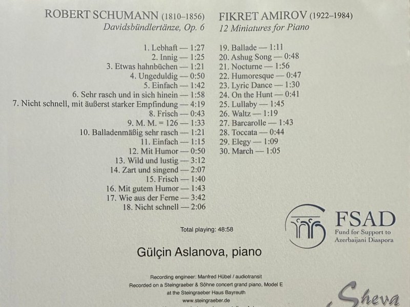 Azərbaycan və Avropa fortepiano musiqiləri bir diskdə