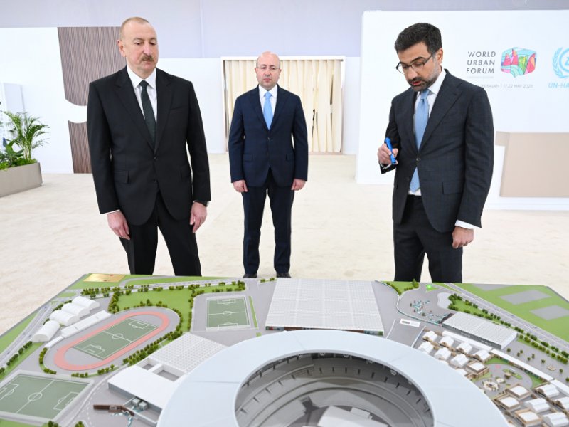 Prezident İlham Əliyev Bakı Olimpiya Stadionunun ərazisində WUF13 ilə bağlı görülən işlərlə tanış olub